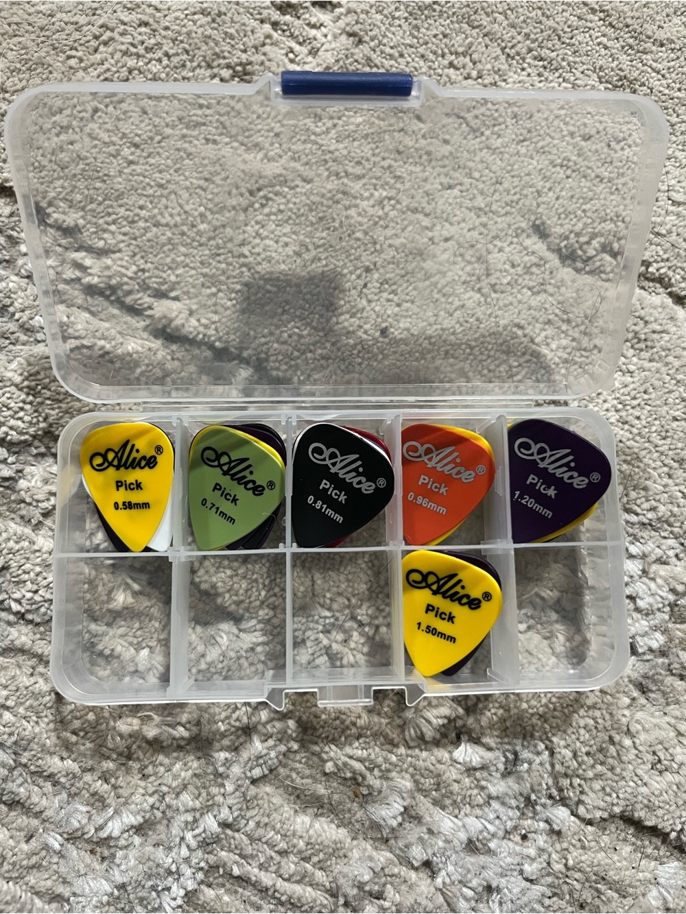 Guitar Picks and Case- Sold as Set (over 25)